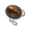 Oval Natural Tiger Eye Finger Rings RJEW-M062-02P-02-2