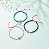 3Pcs 3 Style Natural Lapis Lazuli & Aquamarine & Synthetic Turquoise(Dyed) Braided Bead Bracelets Set BJEW-JB08478-2