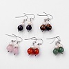 Natural Round Gemstone Beads Dangle Earrings X-EJEW-JE02131-1