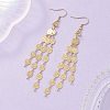 Brass Flat Round with Sun Pattern Link Chain Tassel Dangle Earrings EJEW-JE06928-1