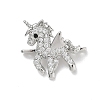 Brass Micro Pave Clear Cubic Zirconia Unicorn Spacer Bars KK-K428-10P-1