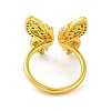 Butterfly Brass Micro Pave Cubic Zirconia Open Cuff Ring for Women RJEW-U003-29A-G-3