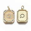 Brass Micro Pave Clear Cubic Zirconia Pendants KK-S356-234Q-G-NF-2