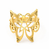 Ion Plating(IP) 304 Stainless Steel Butterfly with Star Adjustable Ring for Women RJEW-B027-08G-2