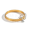 304 Stainless Steel Textured 3-Strand Bangle Sets with Heart Links QJ5292-5