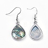 Teardrop Platinum Tone Brass Natural Paua Shell Dangle Earrings EJEW-M060-08-01-5