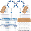 50Pcs Plastic Imitation Pearl and Porcelain Round Link Metal Virgin Cross Charm Rosary Bracelets BJEW-WA0001-07A-1