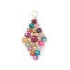Natural Mixed Stone Copper Wire Wrapped Pendants PALLOY-JF02012-2
