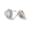 Clear Cubic Zirconia Heart Stud Earrings EJEW-K093-21P-2