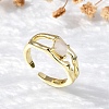 Square Brass Cat Eye Cuff Rings RJEW-G344-01G-01-1