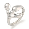 Non-Tarnish 304 Stainless Steel Leaf Open Cuff Ring for Women RJEW-A043-13P-1