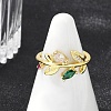 Brass Micro Pave Cubic Zirconia Cuff Rings for Women RJEW-S400-05G-2