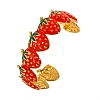 304 Stainless Steel Enamel Red Strawberry Open Cuff Bangles for Women WG62D08-01-6