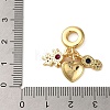 Rack Plating Brass Pave Colorful Cubic Zirconia European Dangle Charms KK-P279-43G-3