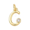 Brass Micro Pave Clear Cubic Zirconia Charms KK-D289-66G-C-1
