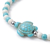 4Pcs 4 Style Dyed Synthetic Turquoise Starfish & Turtle Beaded Stretch Bracelets Set for Women BJEW-JB09337-4