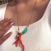 Summer Beach Porcelain Coral Fish Starfish Mushroom Pendant Cotton Cord Necklaces FS-WGEA949-02-1