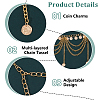 2Pcs 2 Colors Bohemian Alloy Multi-layered Chain Tassel Waist Belly Chains for Women AJEW-HS0001-52-4
