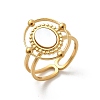 Oval 304 Stainless Steel White Shell Finger Rings for Women RJEW-G346-09G-02-4