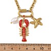 Ocean Brass Enamel Red Lobster Pendants 304 Stainless Steel Cable Chain Necklaces for Women NJEW-JN06483-01-3