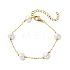 Oval ABS Plastic Pearl Beads Link Bracelets BJEW-JB14041-01-3