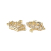Brass Micro Pave Clear Cubic Zirconia Connetor Charms KK-E068-VB043-3