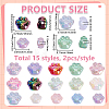 30Pcs 15 Styles UV Plating Rainbow Iridescent Acrylic Beads OACR-BM0001-15-2