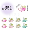 8Pcs 4 Colors Glass & Acrylic Pendants PALLOY-YW00215-3