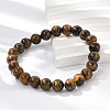Natural Tiger Eye Beaded Stretch Bracelets X-BJEW-F203-04-5