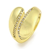 Rack Plating Brass Micro Pave Cubic Zirconia Teardrop Open Cuff Rings for Women RJEW-I104-06G-1