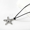 304 Stainless Steel Starfish Pendant Adjustable Black Cord Necklaces WGD88CD-01-1