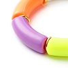 Chunky Curved Tube Acrylic Beads Stretch Bracelet for Girl Women BJEW-JB06684-03-4
