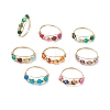 Round Natural Agate Beads Finger Rings RJEW-JR00805-2