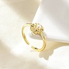 Brass Open Cuff Rings for Women RJEW-A061-02G-4