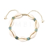 Ocean Natural Blue Apatite & Natural Cowrie Shell Braided Bead Anklets for Women AJEW-AN00845-3
