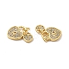 Brass Micro Pave Clear Cubic Zirconia Charms KK-E068-VB176-2