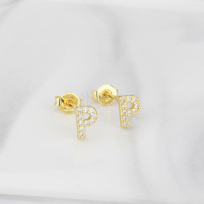 Brass Clear Cubic Zirconia Stud Earrings WGC2A80-16-1