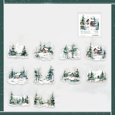 10PCS Winter Scenery PVC Self-Adhesive Stickers PW-WG524AB-03-1