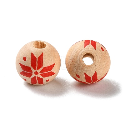 Printed Wood European Beads WOOD-Z002-08I-1