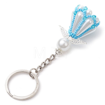 Glass Seed Bead with Acrylic Angel Keychain KEYC-MZ00026-05-1