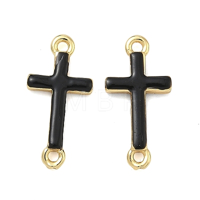 Brass Enamel Religion Cross Links Connector Charms KK-D229-07G-1