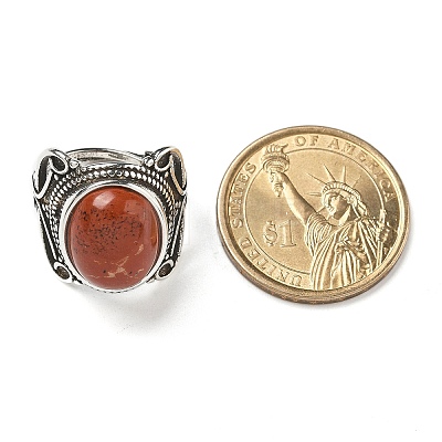 Natural Red Jasper Adjustable Rings RJEW-I108-02AS-06-1