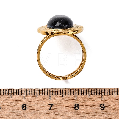 Oval Synthetic Blue Goldstone Finger Rings RJEW-M063-01G-15-1