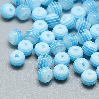 Transparent Stripe Resin Beads RESI-S345-8mm-04-1