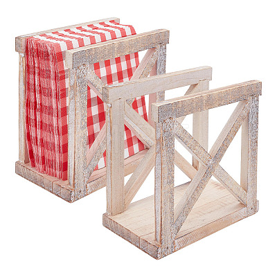 2Pcs Rectangle Wood Napkin Holder AJEW-GO0004-92A-1