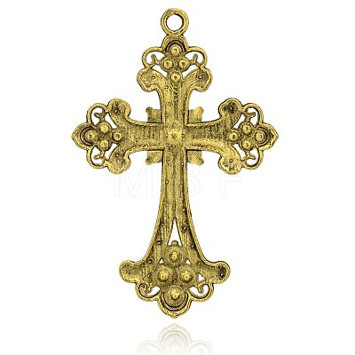 Antique Golden Plated Latin Cross Alloy Rhinestone Big Pendants RB-J141-17AG-1
