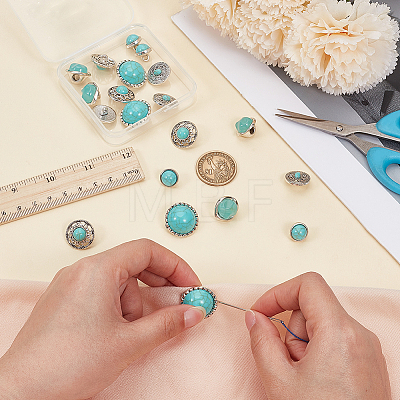 20Pcs 5 Styles 1-Hole Alloy Shank Buttons BUTT-CY0001-39-1