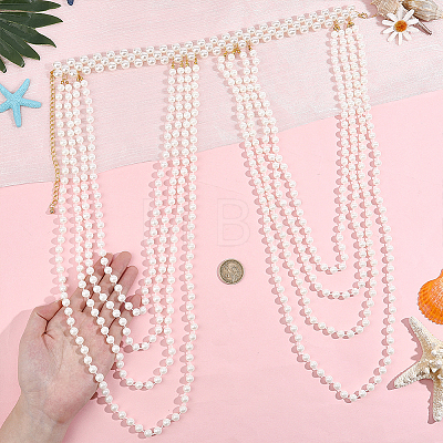 1Pc Round White ABS Plastic Imitation Pearl Beaded Multi-Layered Shoulder Chains AJEW-HY0003-27-1