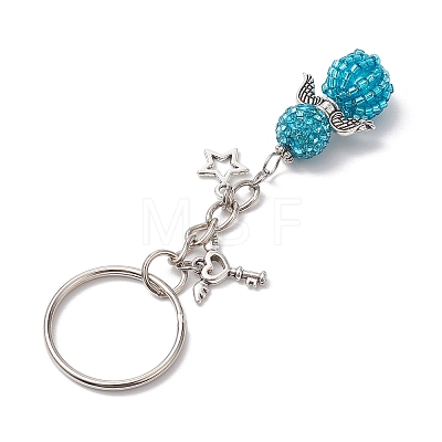 Alloy with Glass Seed Beads Keychain KEYC-MZ00010-02-1