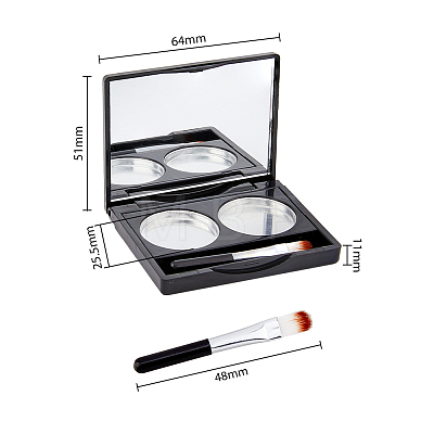 6 Sets Plastic Empty Eyeshadow Makeup Palette Containers with 2 Aluminum Pans and Mirror MRMJ-FH0001-25-1